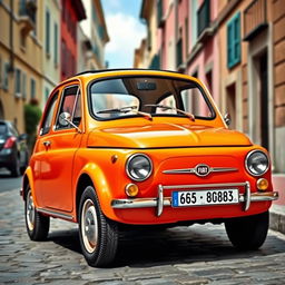 A detailed image of a classic Fiat 126 Maluch, showcasing its iconic compact design and vintage charm