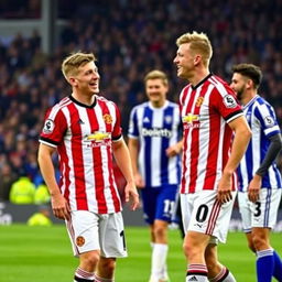 A humorous scene where Sheffield United players are laughing at Sheffield Wednesday players