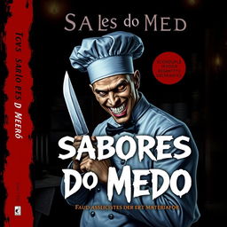 A book cover titled 'Sabores do Medo' featuring a sociopathic chef