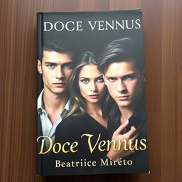 A book cover titled 'Doce Vennus' featuring two young and handsome men and a woman