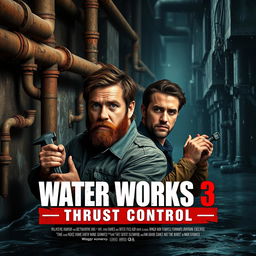 Create a gritty action thriller movie poster titled 'Water Works 3: Thrust Control'