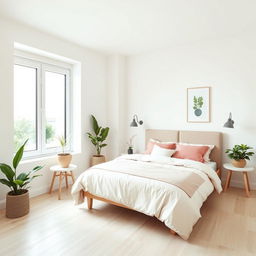 Transformar una habitación en un diseño minimalista combinado con blanco y plantas