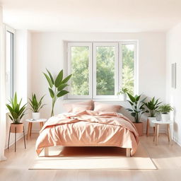 Transformar una habitación en un diseño minimalista combinado con blanco y plantas