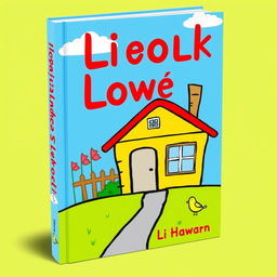 Create a colorful book cover featuring a house, a blue sky, green grass, and a small bird