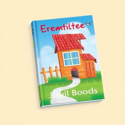 Create a colorful book cover featuring a house, a blue sky, green grass, and a small bird