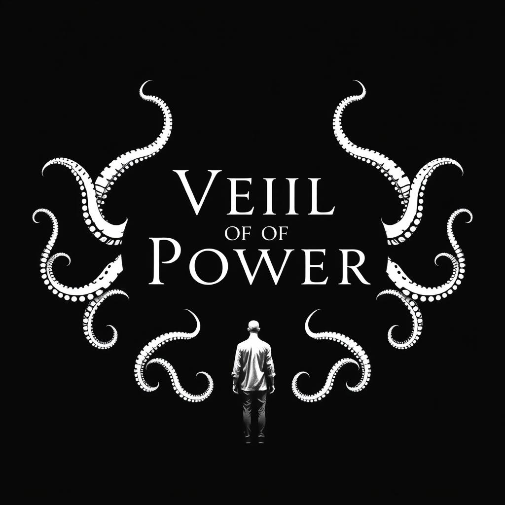 Create a simple black design with the title 'Veil of Power' in the center of the cover