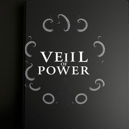 Create a simple black design with the title 'Veil of Power' in the center of the cover