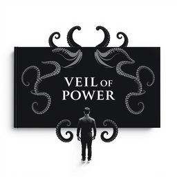 Create a simple black design with the title 'Veil of Power' in the center of the cover