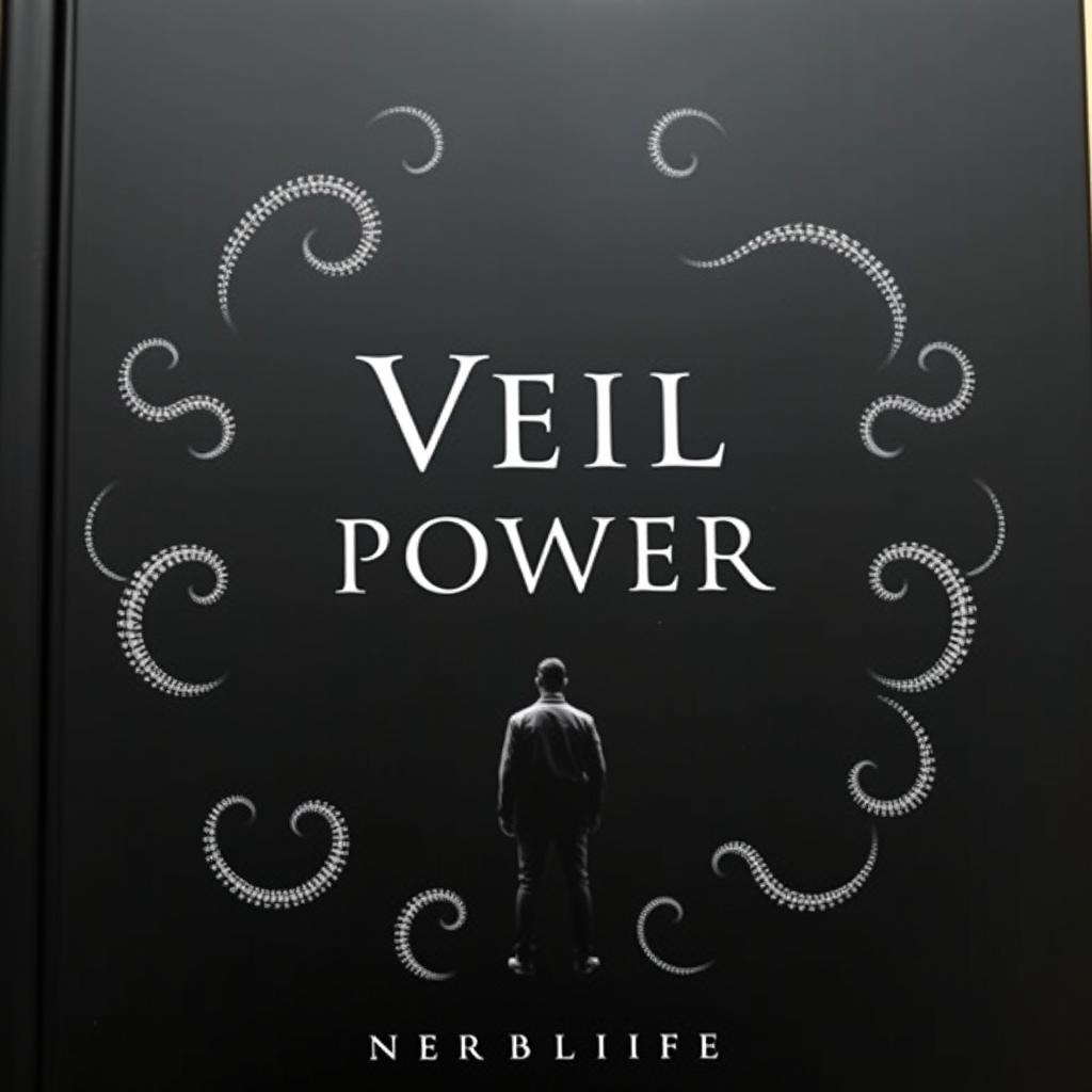 Create a simple black design with the title 'Veil of Power' in the center of the cover