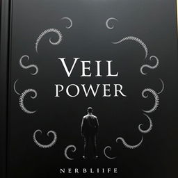 Create a simple black design with the title 'Veil of Power' in the center of the cover