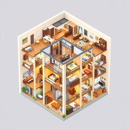 A two-dimensional view of a multi-apartment building