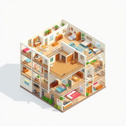 A two-dimensional view of a multi-apartment building