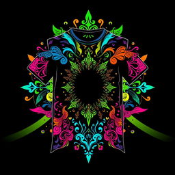 A vibrant and colorful design for a black t-shirt