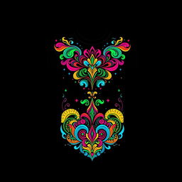 A vibrant and colorful design for a black t-shirt