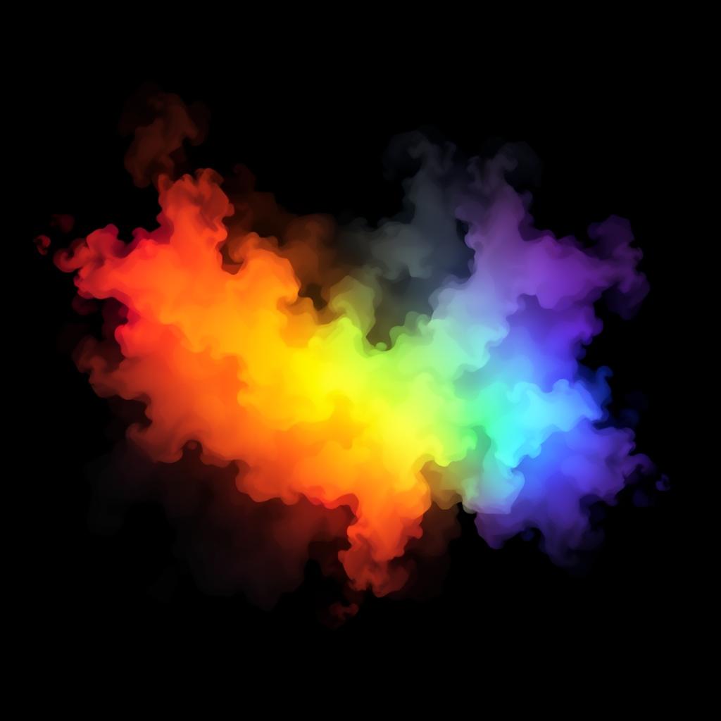 A smoky rainbow print design for a black t-shirt