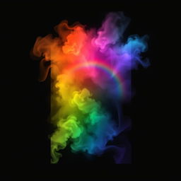 A smoky rainbow print design for a black t-shirt