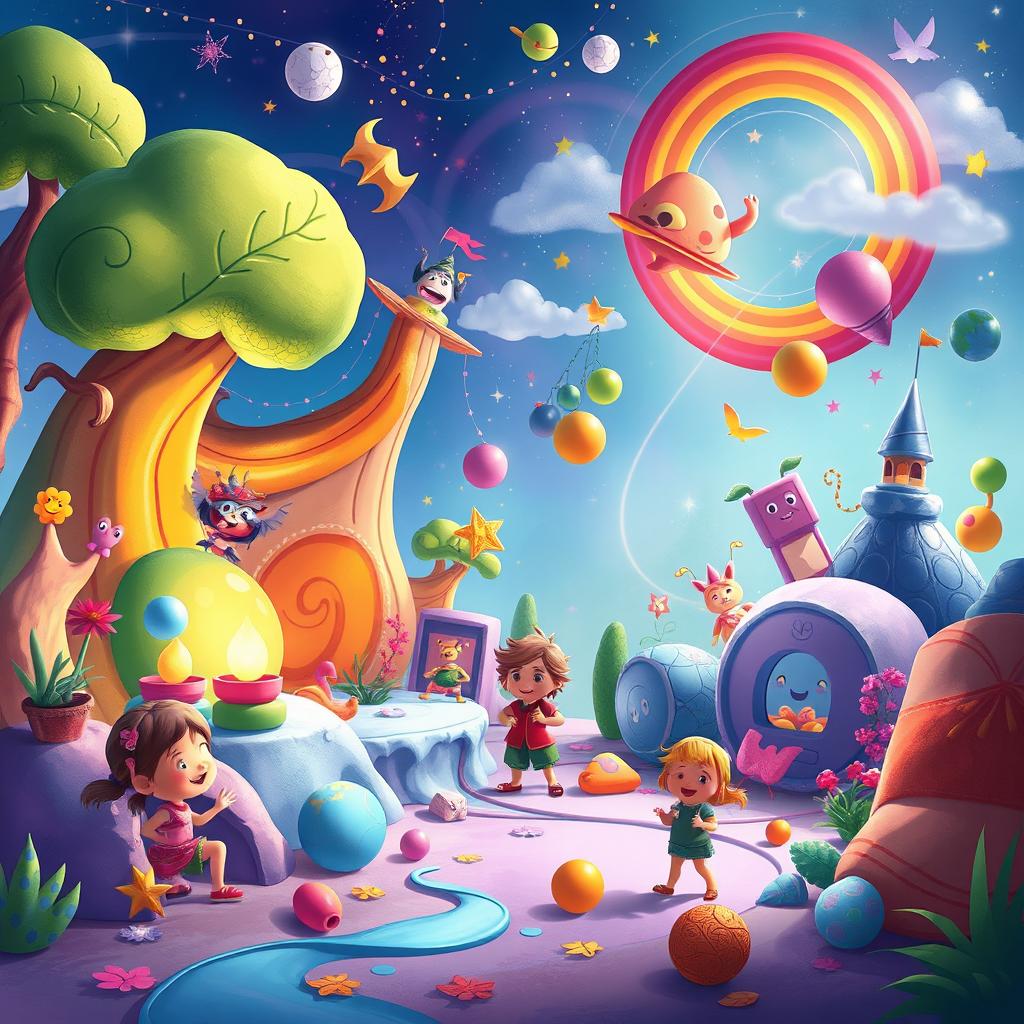 Create a vibrant and imaginative scene that captures the essence of creativity and wonder