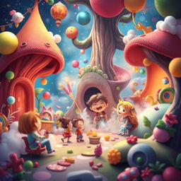 Create a vibrant and imaginative scene that captures the essence of creativity and wonder