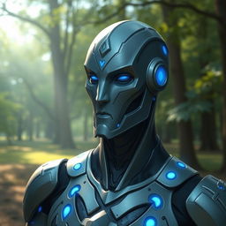 Create a peaceful and serene avatar of a Warforged character from Dungeons & Dragons