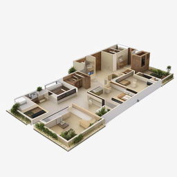 A detailed 3D elevation view of a 3BHK (3 bedrooms, hall, kitchen) modern apartment building with impressive architectural design.