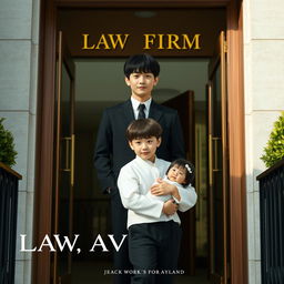 A cover featuring the entrance of a law firm as the background