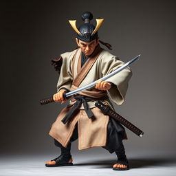 A full-body image of a ronin holding a katana, ready to attack