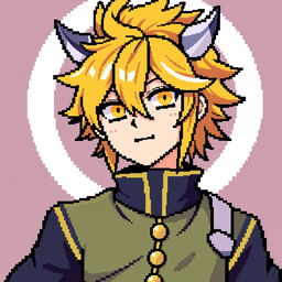 Create a pixel art image of Zenitsu Agatsuma from Demon Slayer