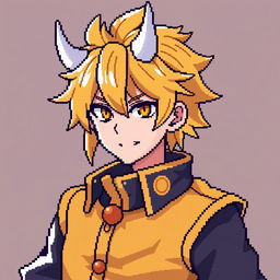 Create a pixel art image of Zenitsu Agatsuma from Demon Slayer