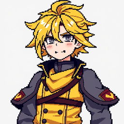 Create a pixel art image of Zenitsu Agatsuma from Demon Slayer