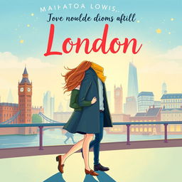 Illustrate the cover of a romance novel where Jessica moves to London after a breakup and meets Evan, a younger boy with whom she quickly forms a friendship