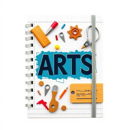 Create a professional notebook cover dedicated to the subject of Arts, inspired by construction with different materials