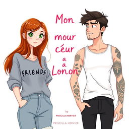 Illustrate the cover of a romance novel titled 'Mon cœur à Londres' by Priscilla Hervier