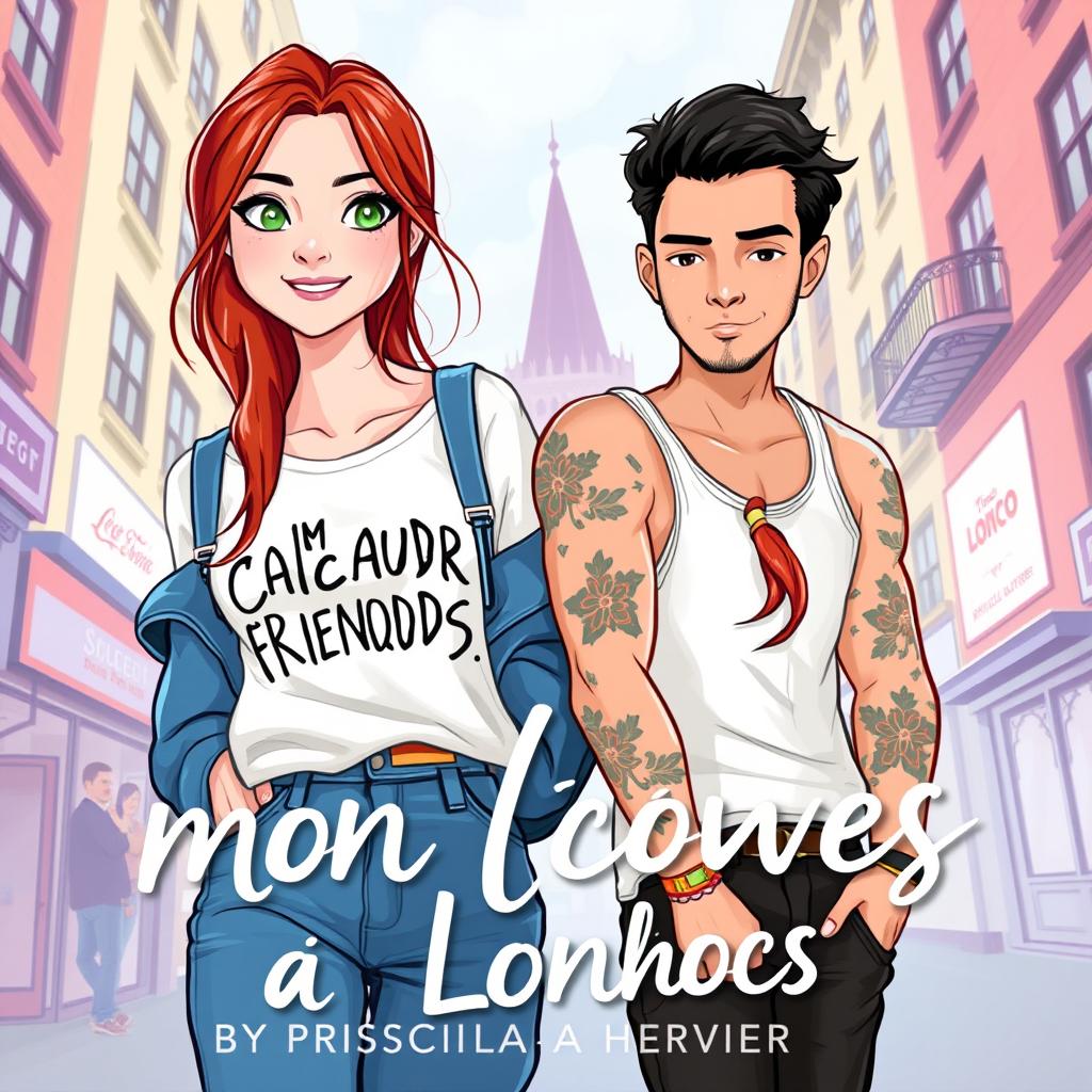 Illustrate the cover of a romance novel titled 'Mon cœur à Londres' by Priscilla Hervier