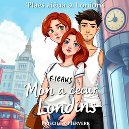 Illustrate the cover of a romance novel titled 'Mon cœur à Londres' by Priscilla Hervier