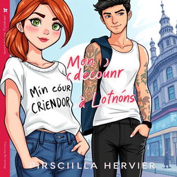 Illustrate the cover of a romance novel titled 'Mon cœur à Londres' by Priscilla Hervier