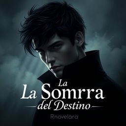 Portada de novela web titulada 'La Sombra del Destino', con tonos oscuros y románticos