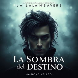 Portada de novela web titulada 'La Sombra del Destino', con tonos oscuros y románticos