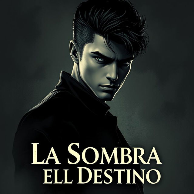 Portada de novela web titulada 'La Sombra del Destino', con tonos oscuros y románticos