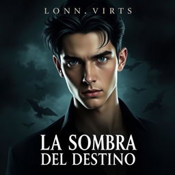 Portada de novela web titulada 'La Sombra del Destino', con tonos oscuros y románticos