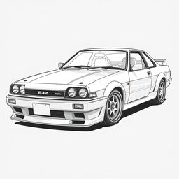 Create a black and white image of an R32 car