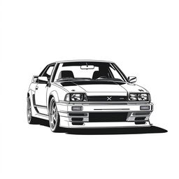 Create a black and white image of an R32 car