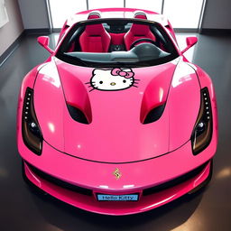 A custom Ferrari featuring a Hello Kitty theme