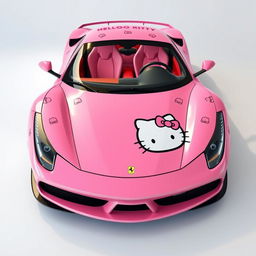 A custom Ferrari featuring a Hello Kitty theme