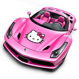 A custom Ferrari featuring a Hello Kitty theme