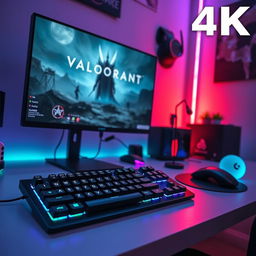 A high-resolution 4K image of a VALORANT-themed gaming setup