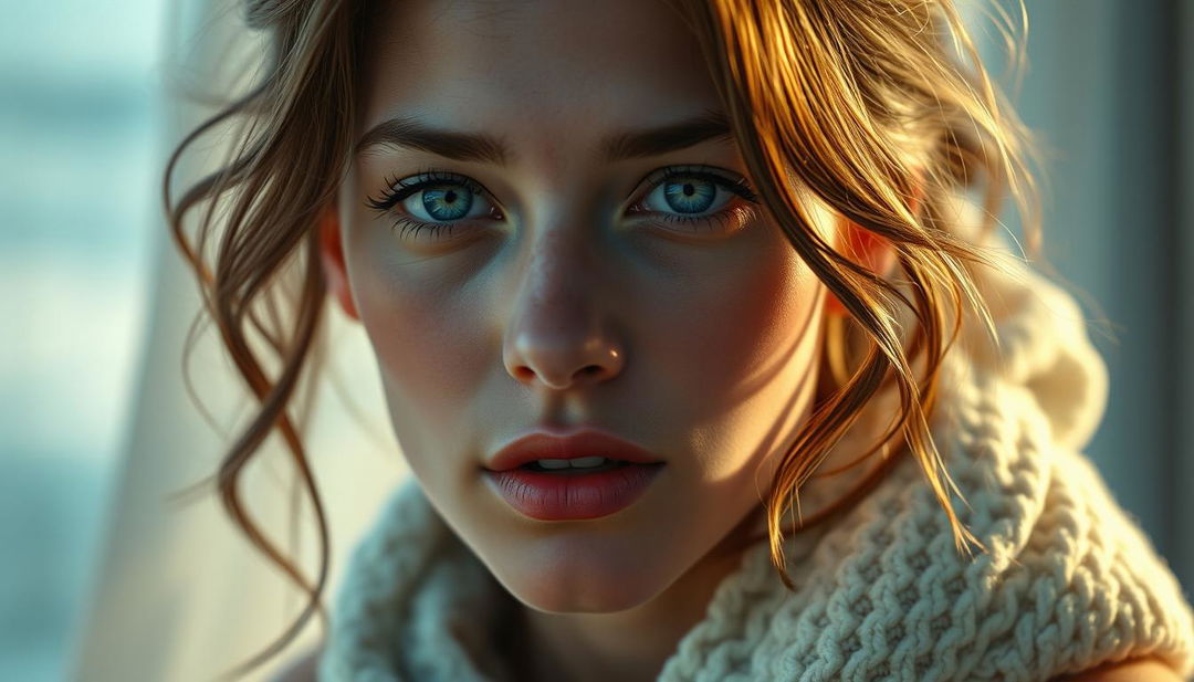 A captivating portrait of a beautiful model with features resembling Barbara Palvin