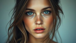 A captivating portrait of a beautiful model with features resembling Barbara Palvin