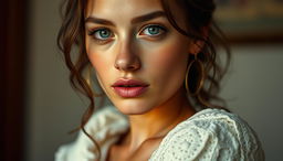 A captivating portrait of a beautiful model with features resembling Barbara Palvin