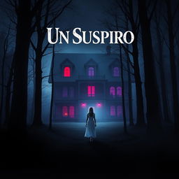 A mysterious movie poster titled 'Un Suspiro' featuring a haunted house in the woods at night