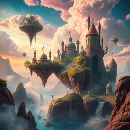 A surreal movie poster featuring a fantastical and dreamlike landscape